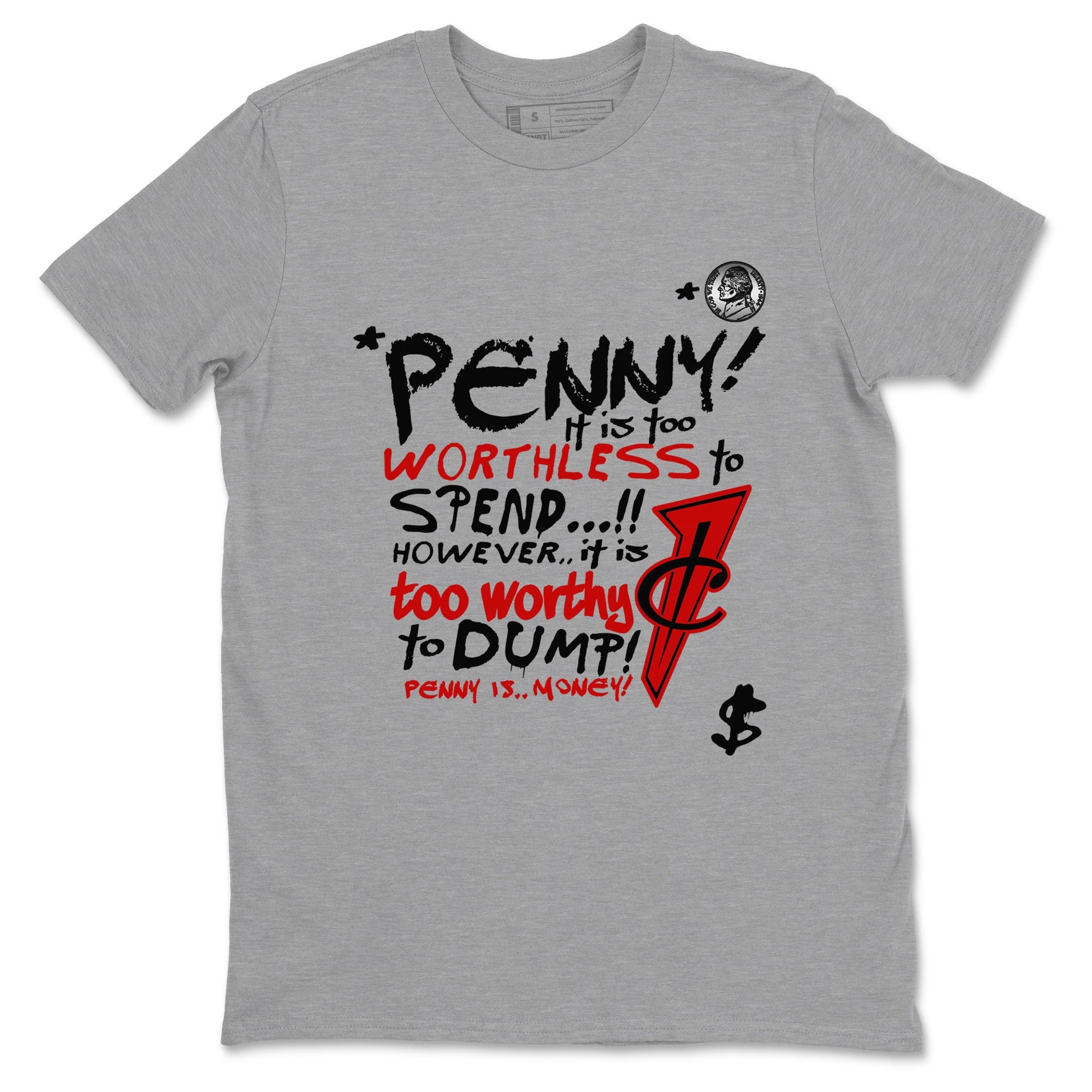 Penny Is sneaker match t-shirt styled to complete your fit with the Air Foamposite Cough Drop sneakers, shown in Heather Grey 2.