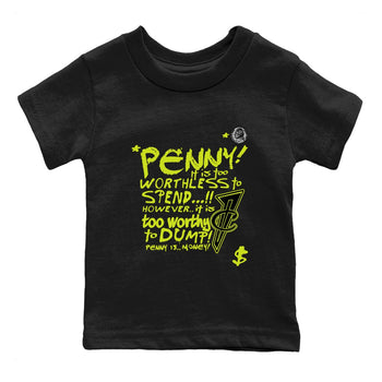 Foams One Black Volt shirts to match jordans Penny Is sneaker match tees Air Foamposite One Black and Volt match shoes to clothes SNRT Sneaker Tees Youth Baby Black 2 tee