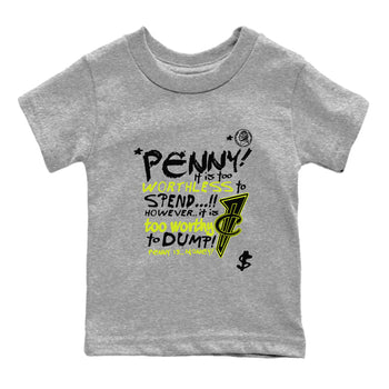 Foams One Black Volt shirts to match jordans Penny Is sneaker match tees Air Foamposite One Black and Volt match shoes to clothes SNRT Sneaker Tees Youth Baby Heather Grey 2 tee
