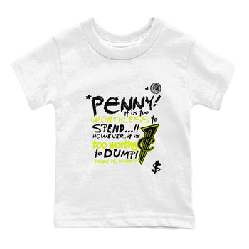 Foams One Black Volt shirts to match jordans Penny Is sneaker match tees Air Foamposite One Black and Volt match shoes to clothes SNRT Sneaker Tees Youth Baby White 2 tee