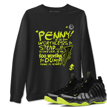 Foams One Black Volt shirts to match jordans Penny Is sneaker match tees Air Foamposite One Black and Volt match shoes to clothes SNRT Sneaker Tees unisex cotton Black 1 shirts