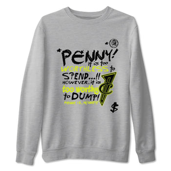 Foams One Black Volt shirts to match jordans Penny Is sneaker match tees Air Foamposite One Black and Volt match shoes to clothes SNRT Sneaker Tees unisex cotton Heather Grey 2 shirts