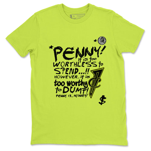 Foams One Black Volt shirts to match jordans Penny Is sneaker match tees Air Foamposite One Black and Volt match shoes to clothes SNRT Sneaker Tees unisex cotton Safety Green 2 shirts