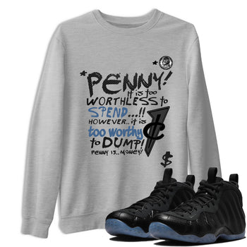 Sneaker Threads – Sneaker Tees To Match Air Foamposite One Carbon Fiber – Penny Is Graphic Tee Heather Grey 1. Perfect for Jordan releases 2025 colorways.