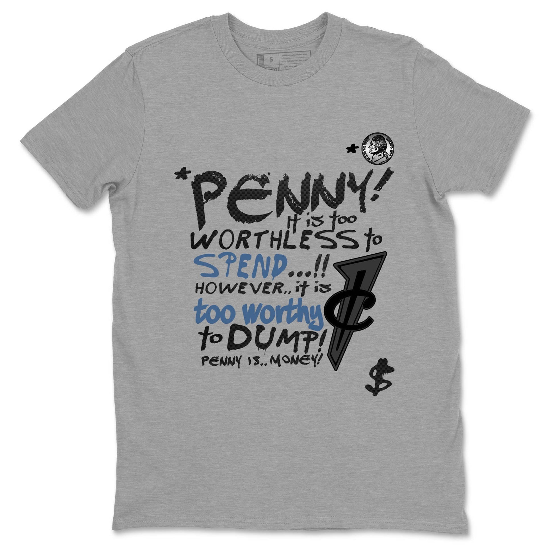 Sneaker Threads – Sneaker Tees To Match Air Foamposite One Carbon Fiber – Penny Is Graphic Tee Heather Grey 2. Perfect for Jordan releases 2025 colorways.