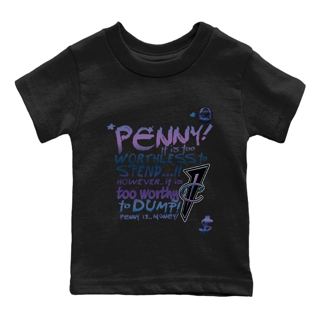 Foams One Galaxy shirts to match jordans Penny Is sneaker match tees Air Foamposite One Galaxy match shoes to clothes SNRT Sneaker Tees Youth Baby Black 2 tee