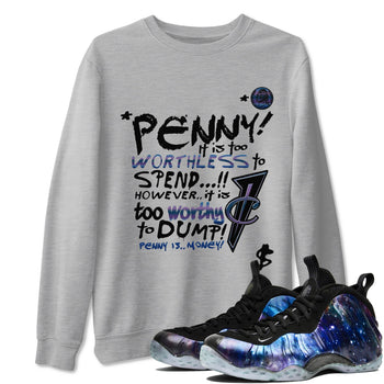 Foams One Galaxy shirts to match jordans Penny Is sneaker match tees Air Foamposite One Galaxy match shoes to clothes SNRT Sneaker Tees unisex cotton Heather Grey 1 shirts
