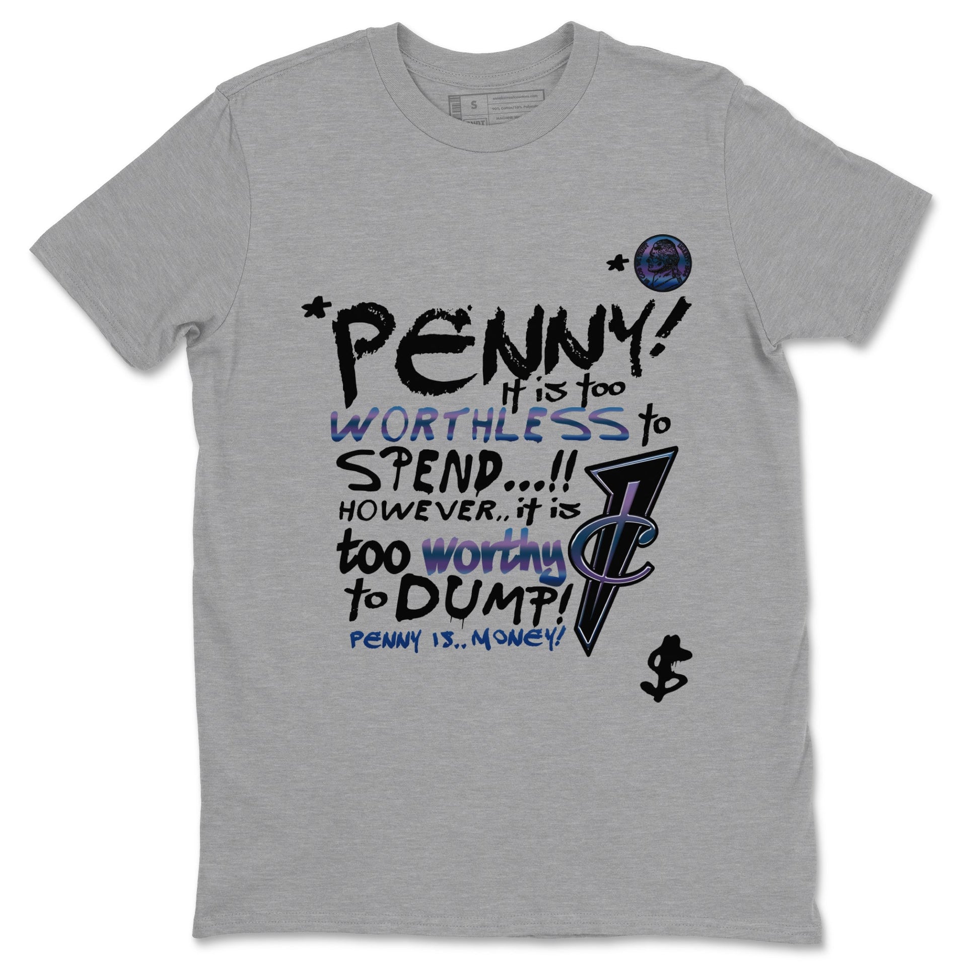 Foams One Galaxy shirts to match jordans Penny Is sneaker match tees Air Foamposite One Galaxy match shoes to clothes SNRT Sneaker Tees unisex cotton Heather Grey 2 shirts