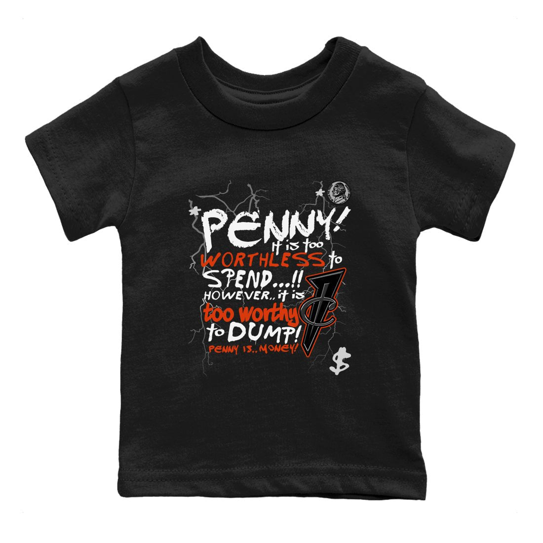 Foams One Jin shirts to match jordans Penny Is sneaker match tees Air Foamposite One Jin match shoes to clothes SNRT Sneaker Tees Youth Baby Black 2 tee