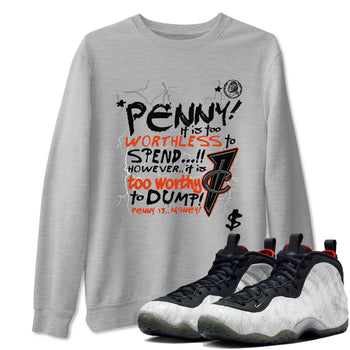 Foams One Jin shirts to match jordans Penny Is sneaker match tees Air Foamposite One Jin match shoes to clothes SNRT Sneaker Tees unisex cotton Heather Grey 1 shirts