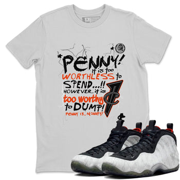 Foams One Jin shirts to match jordans Penny Is sneaker match tees Air Foamposite One Jin match shoes to clothes SNRT Sneaker Tees unisex cotton Silver 1 shirts