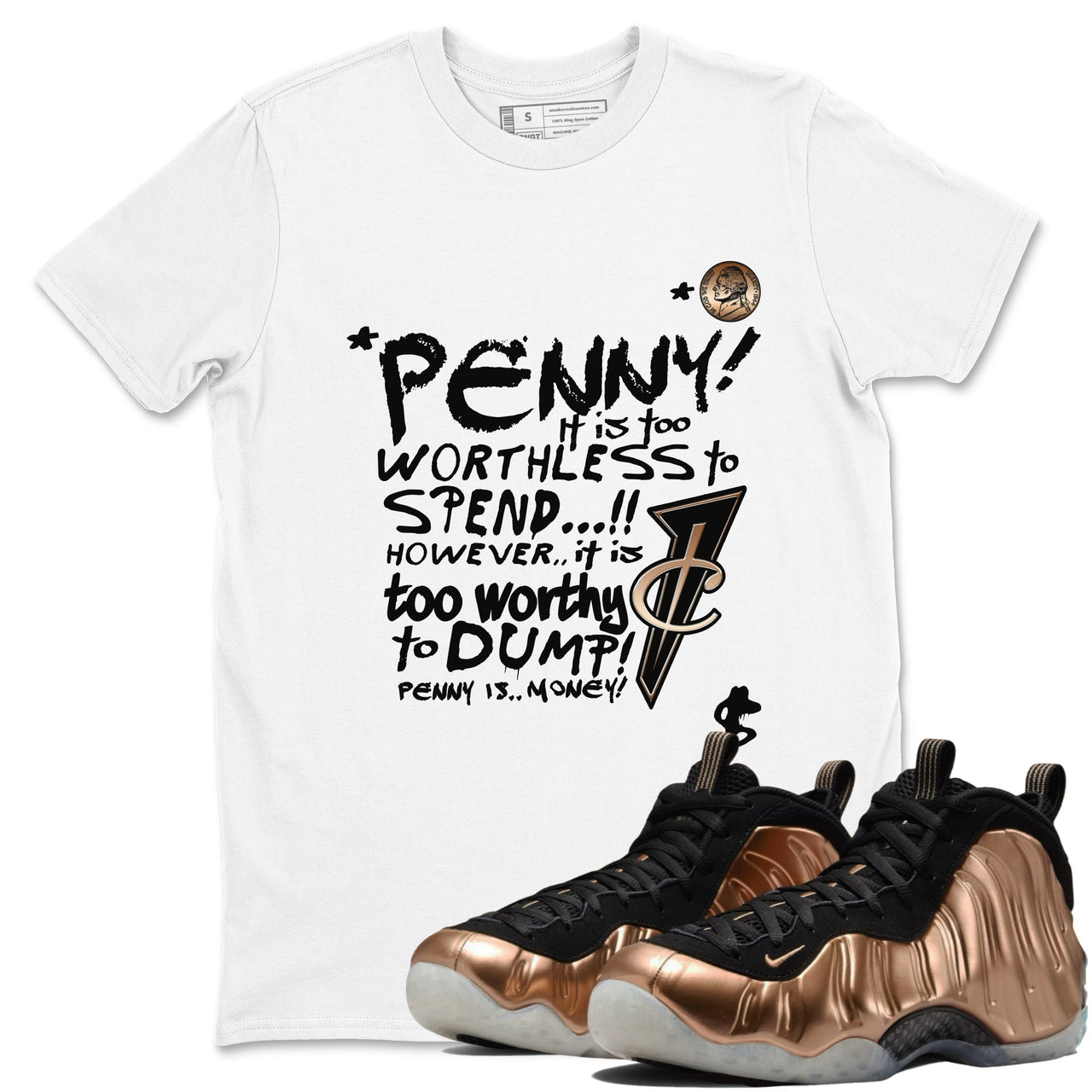 Foams One Metallic Copper shirts to match jordans Penny Is sneaker match tees Air Foamposite One Metallic Copper match shoes to clothes SNRT Sneaker Tees unisex cotton Black 1 shirts