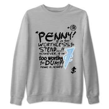 Penny Is sneaker match t-shirt styled to complete your fit with the Air Foamposite One Psychic Blue sneakers, shown in Heather Grey 2.