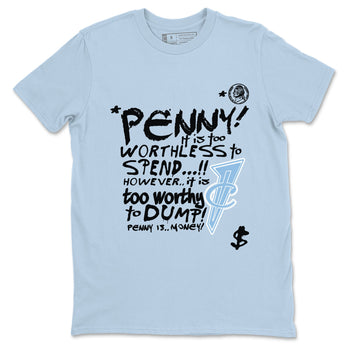 Penny Is sneaker match t-shirt styled to complete your fit with the Air Foamposite One Psychic Blue sneakers, shown in Light Blue 2.