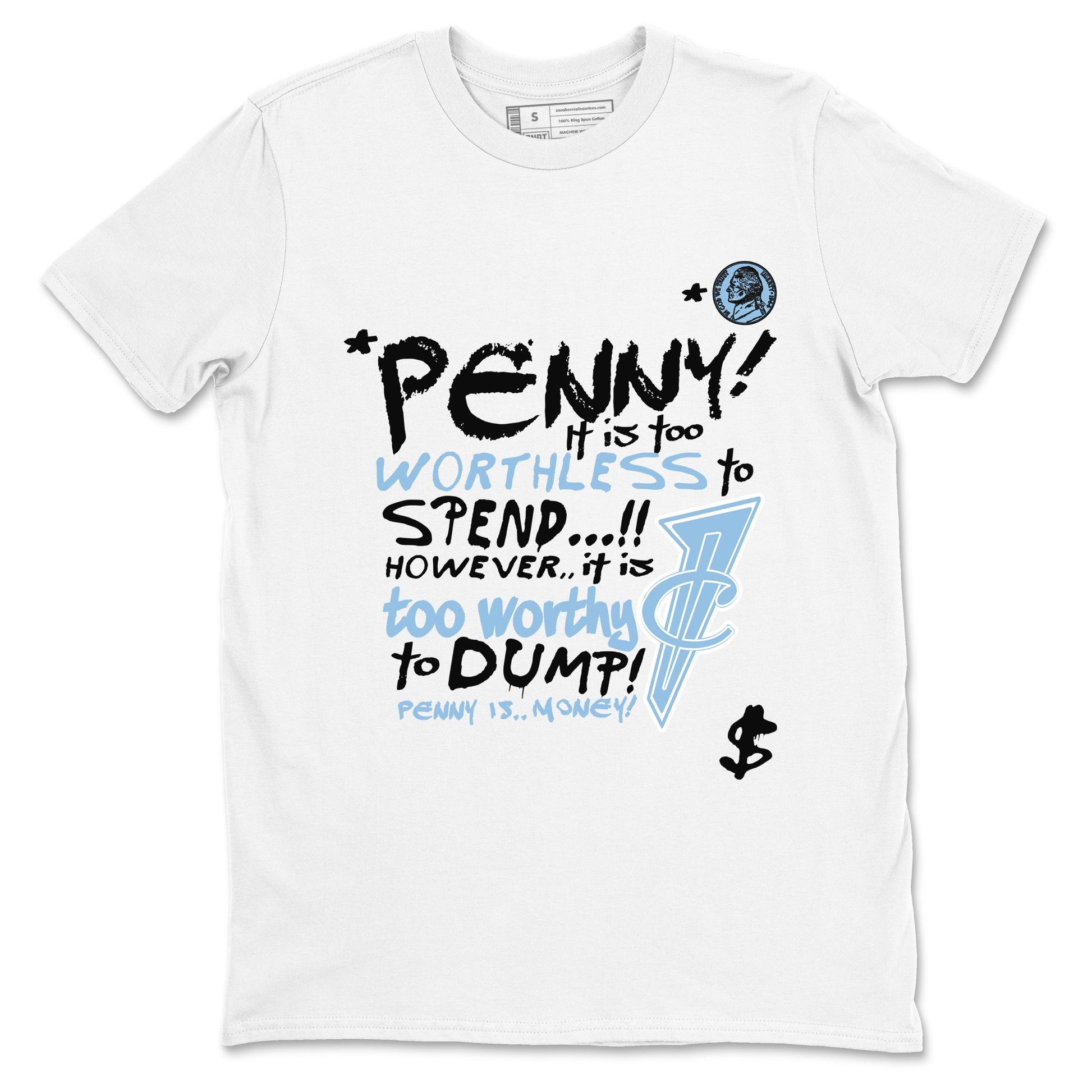 Penny Is sneaker match t-shirt styled to complete your fit with the Air Foamposite One Psychic Blue sneakers, shown in White 2.
