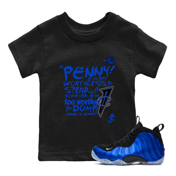 Foams One Royal shirts to match jordans Penny Is sneaker match tees Air Foamposite One Royal match shoes to clothes SNRT Sneaker Tees Youth Baby Black 1 tee