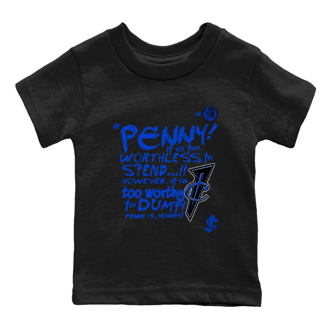 Foams One Royal shirts to match jordans Penny Is sneaker match tees Air Foamposite One Royal match shoes to clothes SNRT Sneaker Tees Youth Baby Black 2 tee
