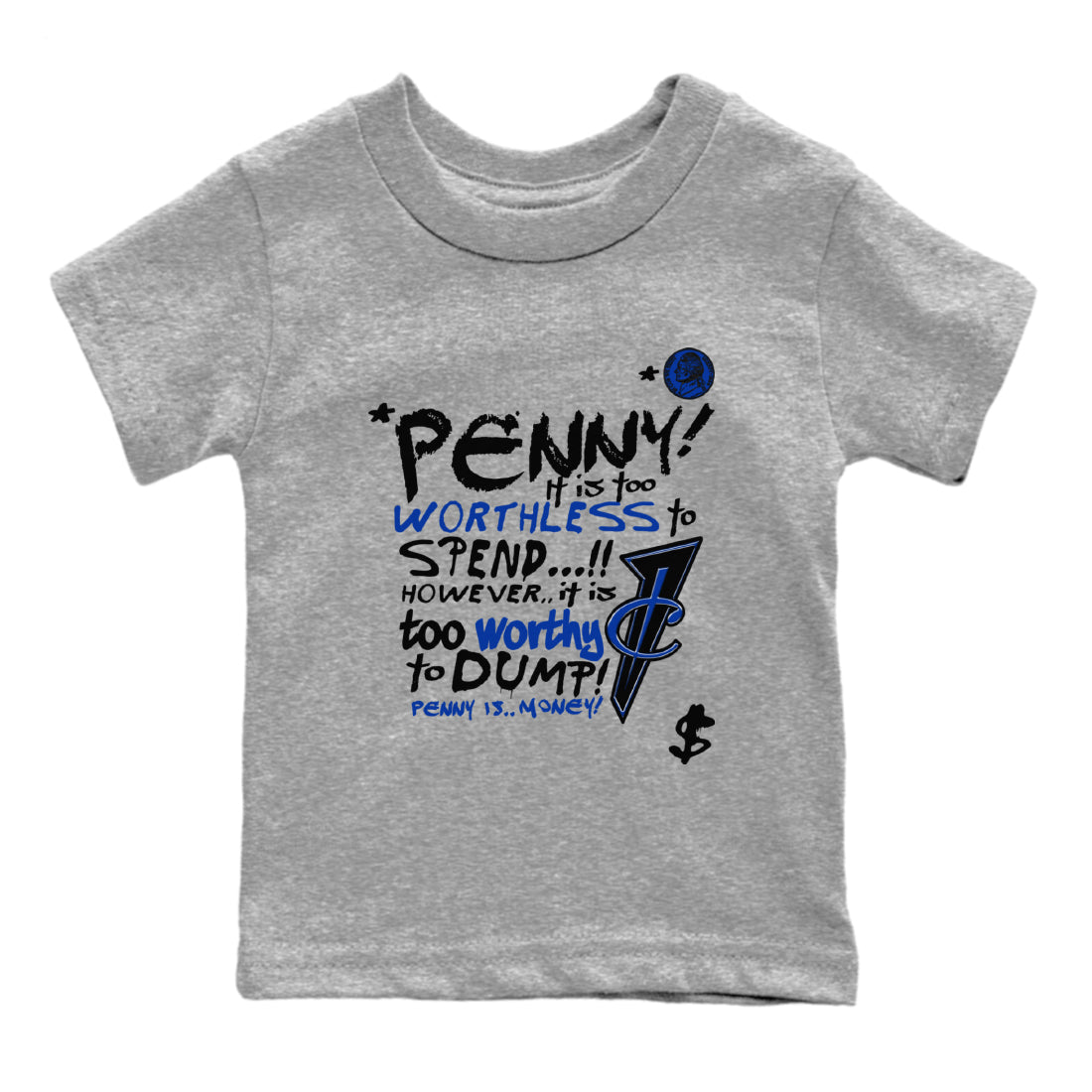 Foams One Royal shirts to match jordans Penny Is sneaker match tees Air Foamposite One Royal match shoes to clothes SNRT Sneaker Tees Youth Baby Heather Grey 2 tee