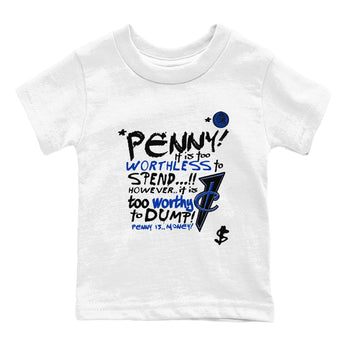 Foams One Royal shirts to match jordans Penny Is sneaker match tees Air Foamposite One Royal match shoes to clothes SNRT Sneaker Tees Youth Baby White 2 tee