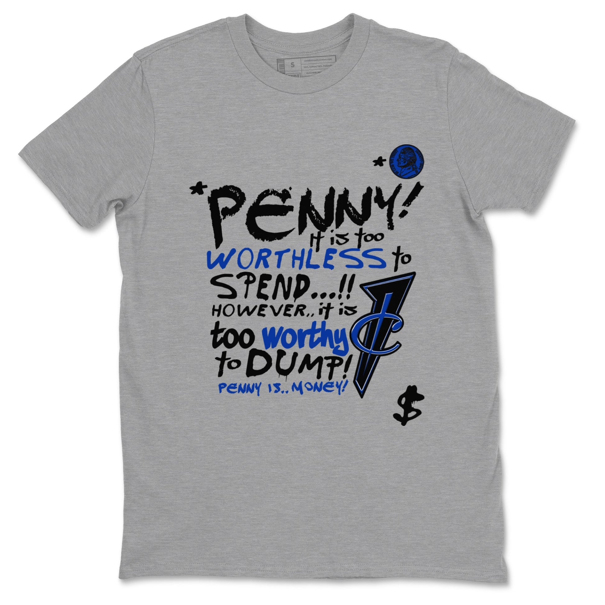 Foams One Royal shirts to match jordans Penny Is sneaker match tees Air Foamposite One Royal match shoes to clothes SNRT Sneaker Tees unisex cotton Heather Grey 2 shirts