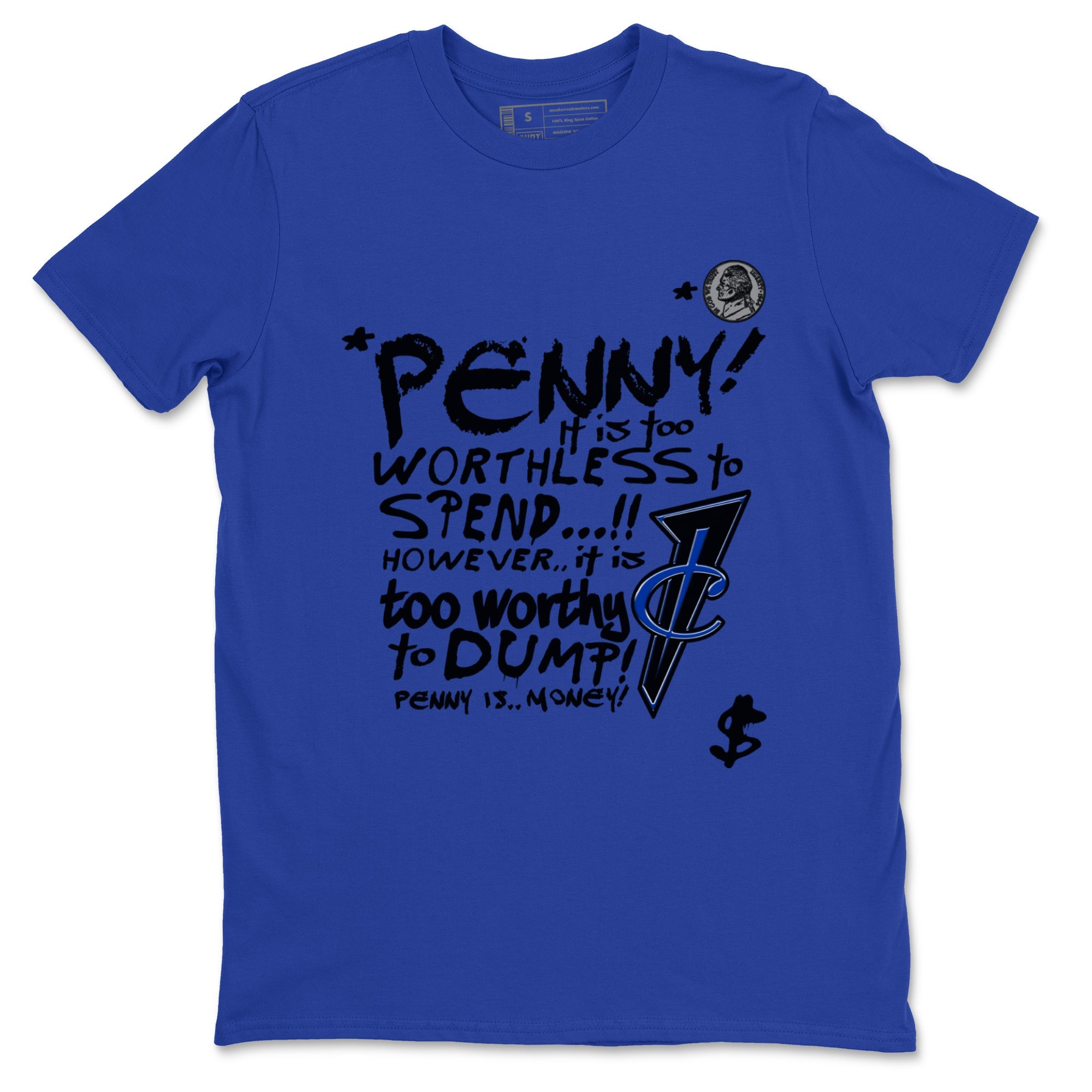 Foams One Royal shirts to match jordans Penny Is sneaker match tees Air Foamposite One Royal match shoes to clothes SNRT Sneaker Tees unisex cotton Royal Blue 2 shirts