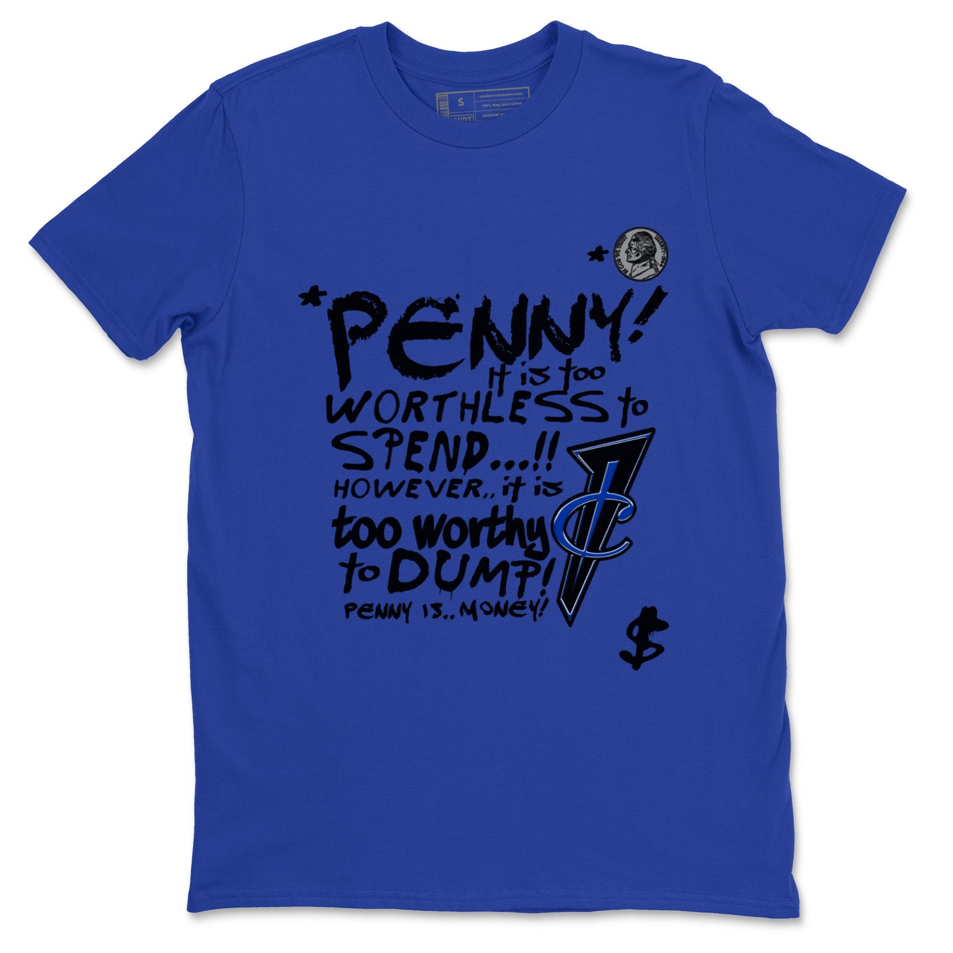Foams One Royal shirts to match jordans Penny Is sneaker match tees Air Foamposite One Royal match shoes to clothes SNRT Sneaker Tees unisex cotton Royal Blue 2 shirts