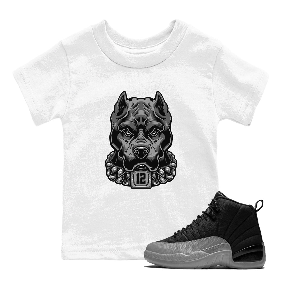 12s Black Wolf Grey shirts to match jordans Pitbull sneaker match tees 12s Baron SNRT Sneaker Release Tees Youth Baby White 1 crew neck shirts