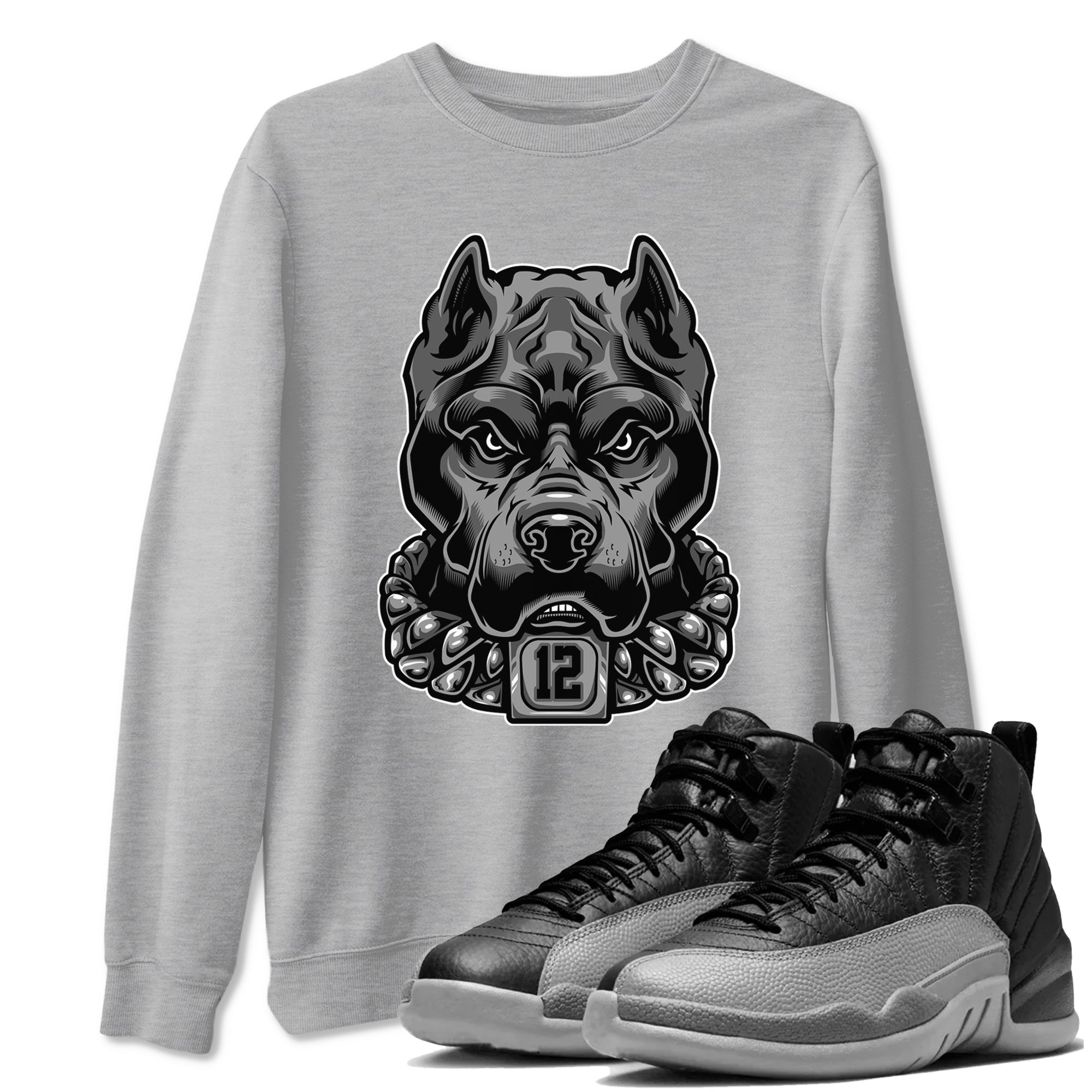 12s Black Wolf Grey shirts to match jordans Pitbull sneaker match tees 12s Baron SNRT Sneaker Release Tees unisex cotton Heather Grey 1 crew neck shirts