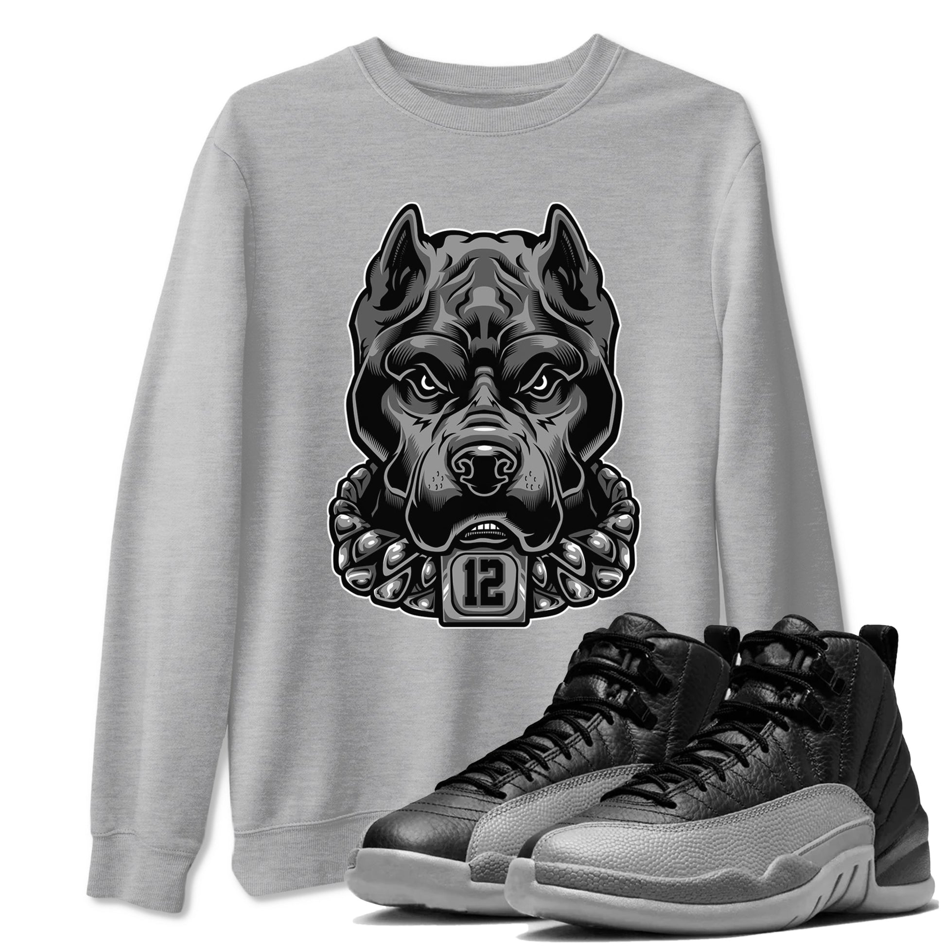 12s Black Wolf Grey shirts to match jordans Pitbull sneaker match tees 12s Baron SNRT Sneaker Release Tees unisex cotton Heather Grey 1 crew neck shirts
