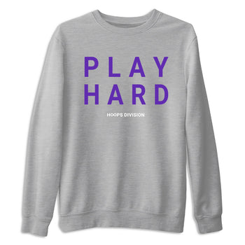 Sneaker Threads – Sneaker Tees To Match Nike KB 9 Hyper Grape – Play Hard Graphic Tee Heather Grey 2. Perfect for Jordan releases 2025 colorways. Perfect for purple basketball sneaker releases and legacy-inspired colorways for 2025 hoopers.