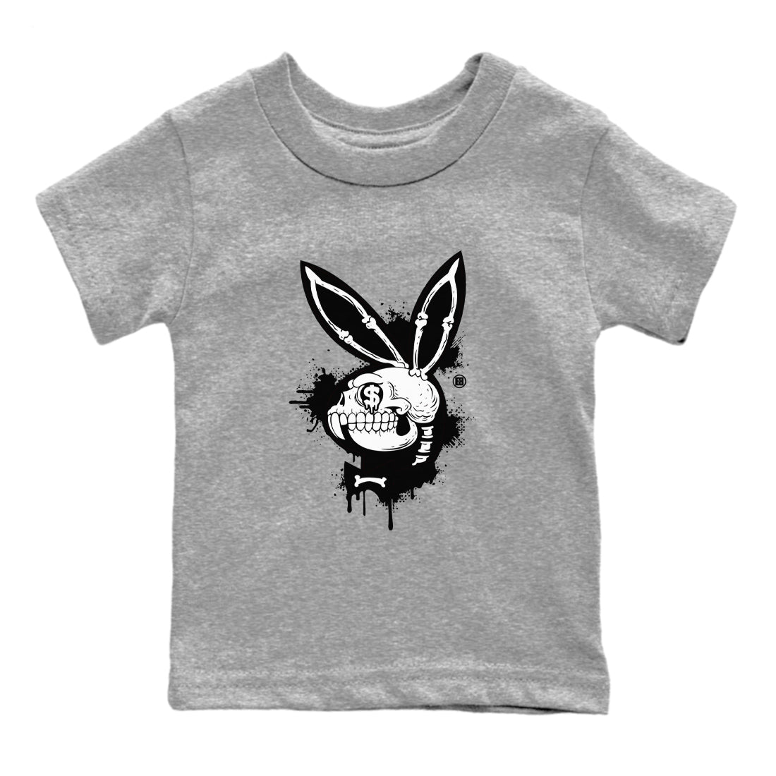 AJ4 White Thunder shirts to match jordans Playskull sneaker match tees Air Jordan 4 White Thunder SNRT Sneaker Tees streetwear brand Baby and Youth Heather Grey 2 cotton tee