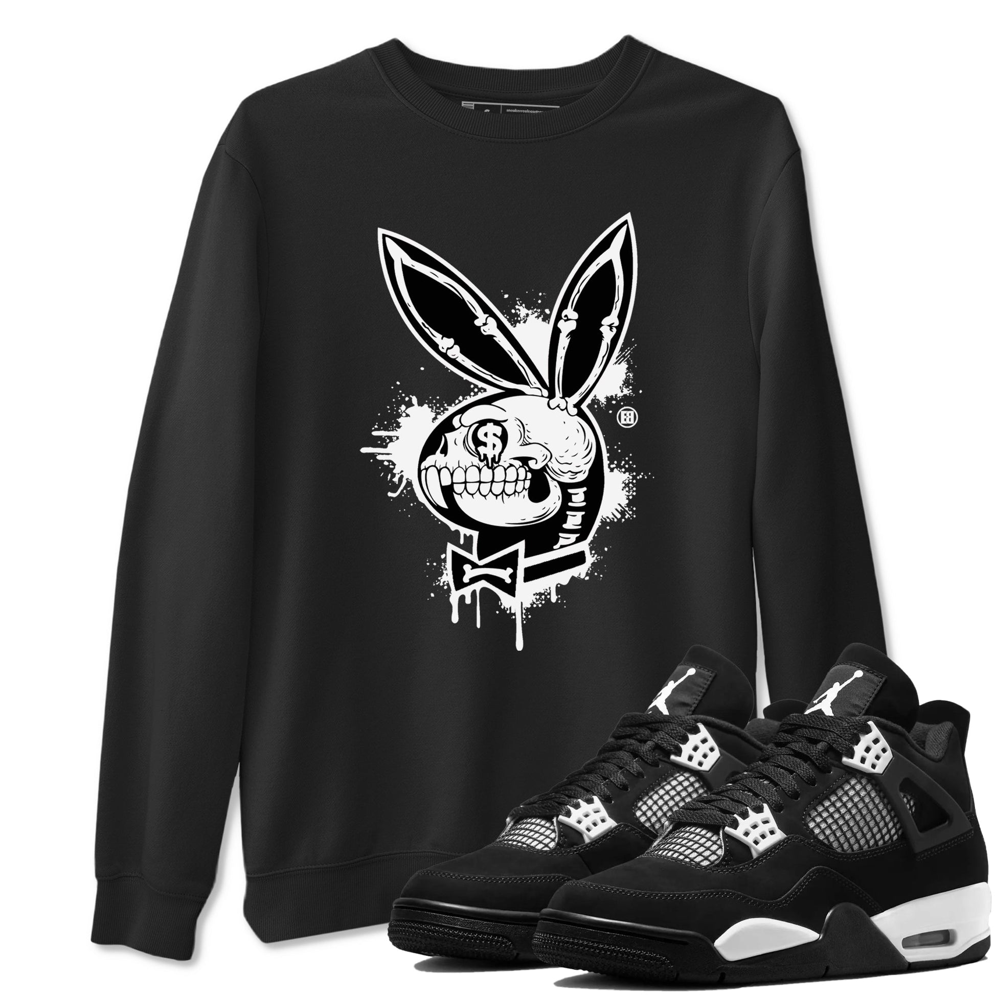 AJ4 White Thunder shirts to match jordans Playskull sneaker match tees Air Jordan 4 White Thunder SNRT Sneaker Tees streetwear brand Black 1 unisex cotton tee