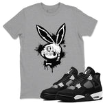 AJ4 White Thunder shirts to match jordans Playskull sneaker match tees Air Jordan 4 White Thunder SNRT Sneaker Tees streetwear brand Heather Grey 1 unisex cotton tee