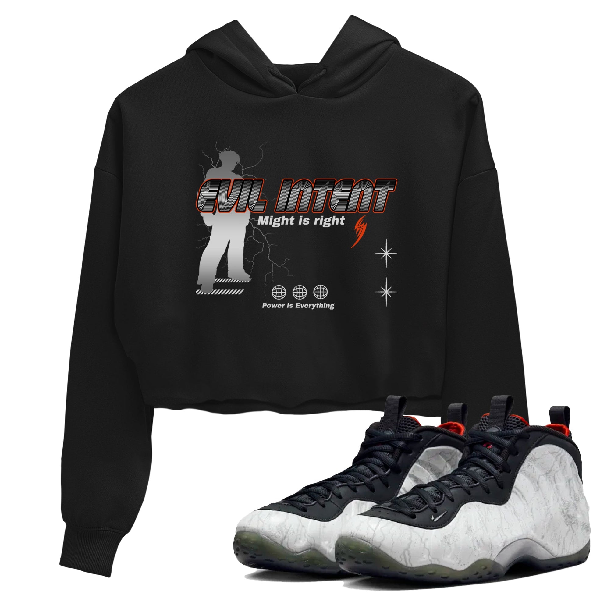 Foams One Jin shirts to match jordans Power Is Everything sneaker match tees Air Foamposite One Jin match shoes to clothes SNRT Sneaker Tees unisex cotton Black 1 crop tee