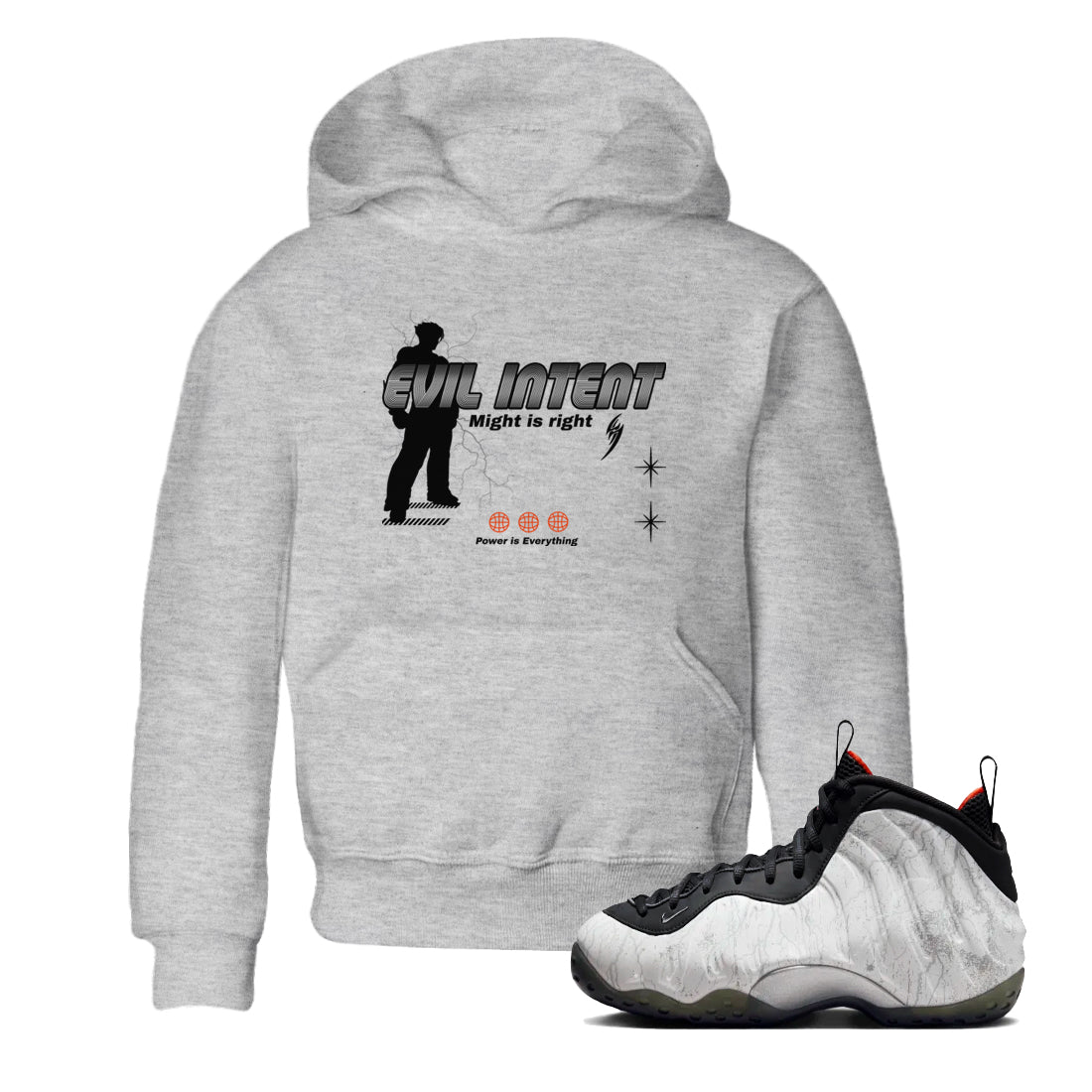 Foams One Jin shirts to match jordans Power Is Everything sneaker match tees Air Foamposite One Jin match shoes to clothes SNRT Sneaker Tees Youth Baby Heather Grey 1 tee