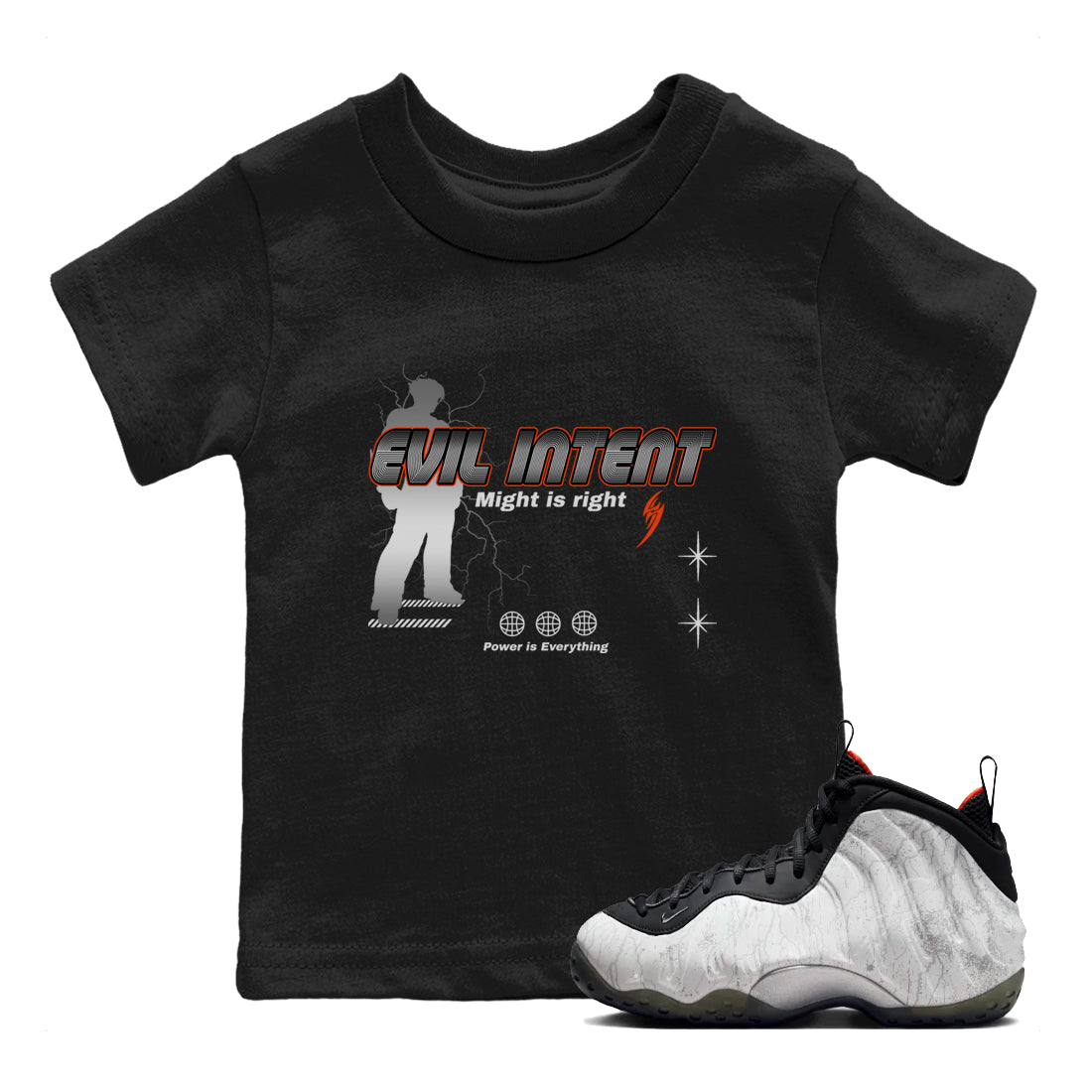 Foams One Jin shirts to match jordans Power Is Everything sneaker match tees Air Foamposite One Jin match shoes to clothes SNRT Sneaker Tees Youth Baby Black 1 tee