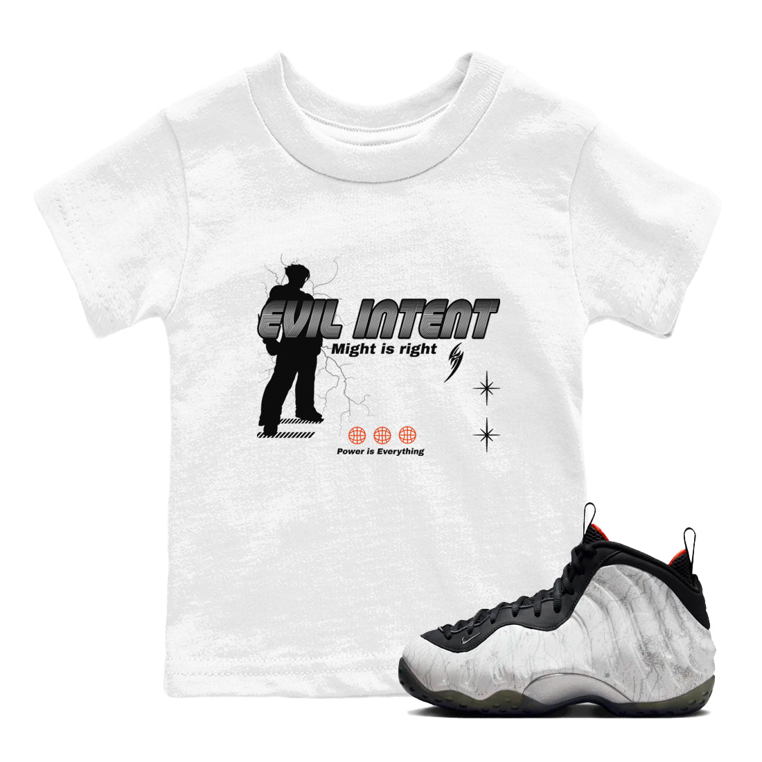 Foams One Jin shirts to match jordans Power Is Everything sneaker match tees Air Foamposite One Jin match shoes to clothes SNRT Sneaker Tees Youth Baby White 1 tee