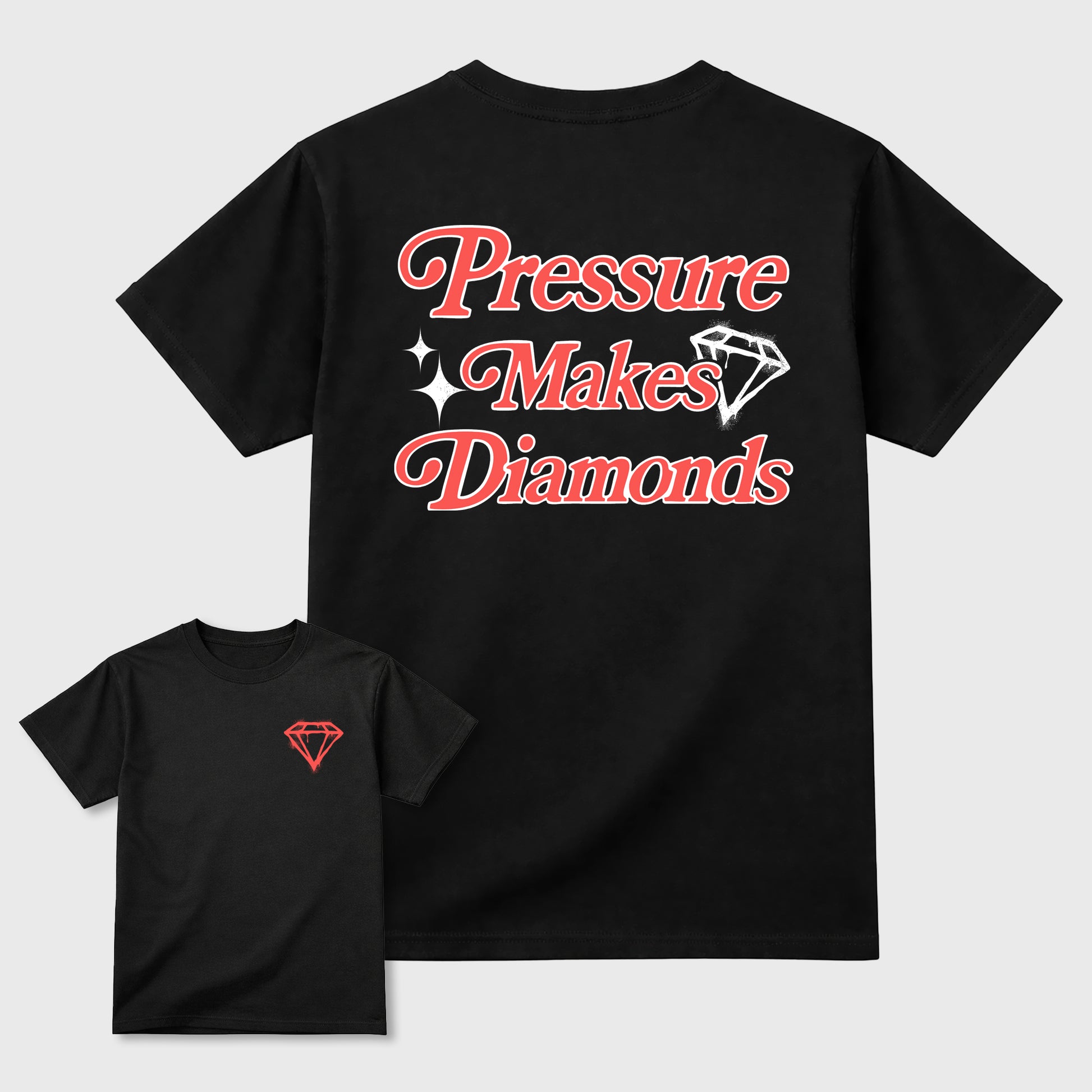 Pressure Makes Diamonds sneaker match t-shirt styled to complete your fit with the Air Max 90 Infrared sneakers, double side graphic tee.