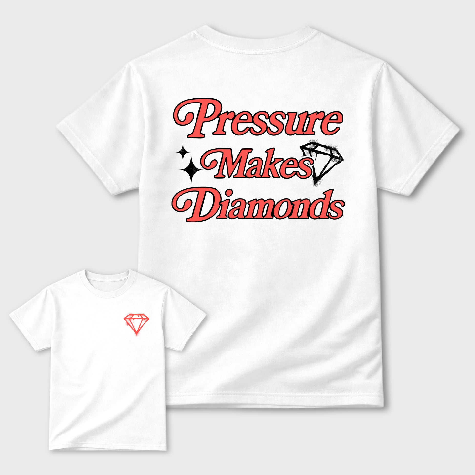 Pressure Makes Diamonds sneaker match t-shirt styled to complete your fit with the Air Max 90 Infrared sneakers, double side graphic tee.