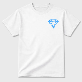 Pressure Makes Diamonds double side sneaker match graphic tee styled to complete your fit with the Air Jordan 11 Legend Blue, shown in White.