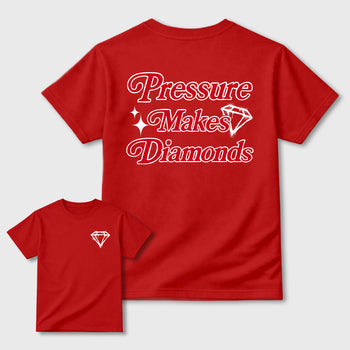 Pressure Makes Diamonds sneaker match t-shirt styled to complete your fit with the sneakers, shown in Red.