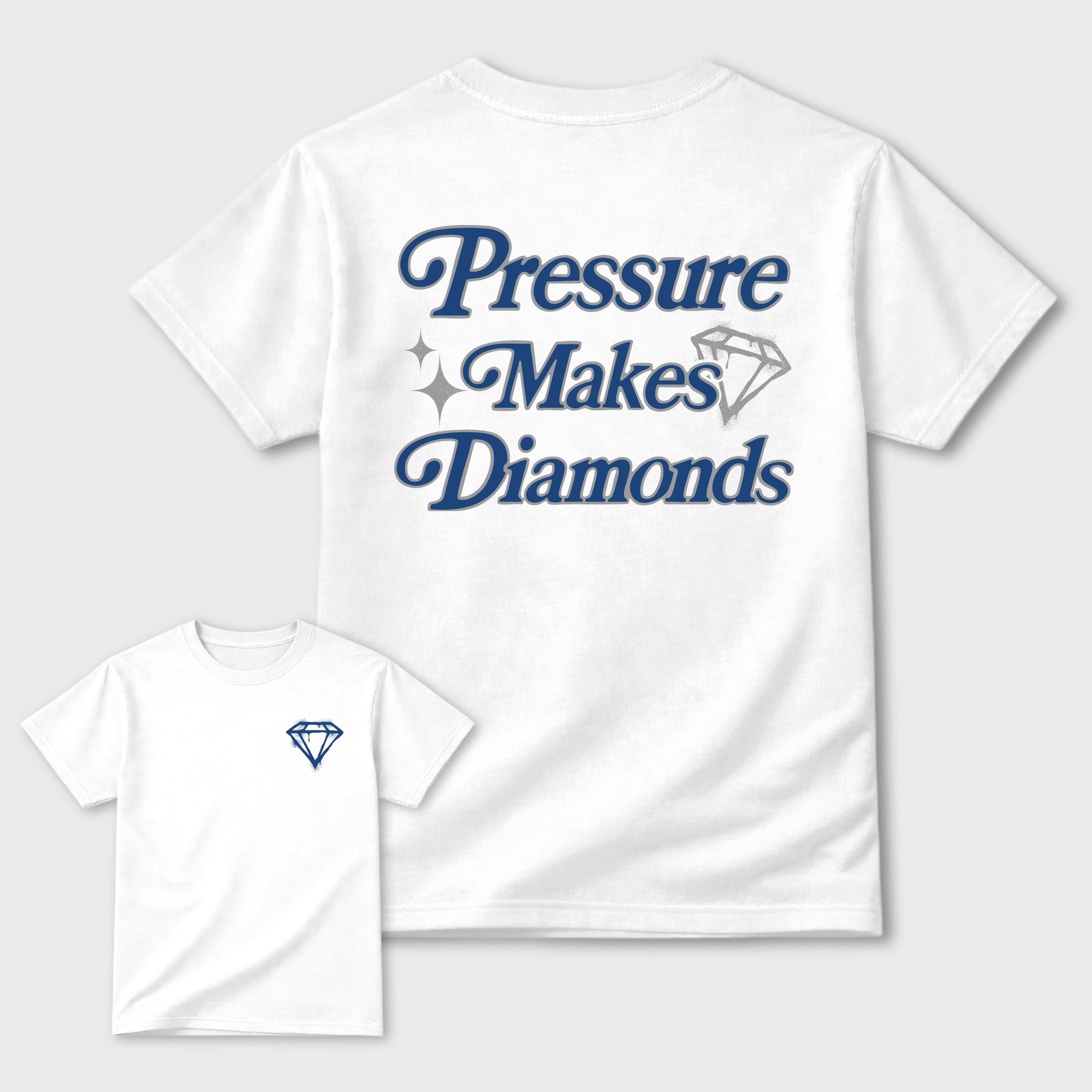 Pressure Makes Diamonds Graphic T-Shirt featuring original streetwear artwork designed to match the . White Graphic T-Shirt.
