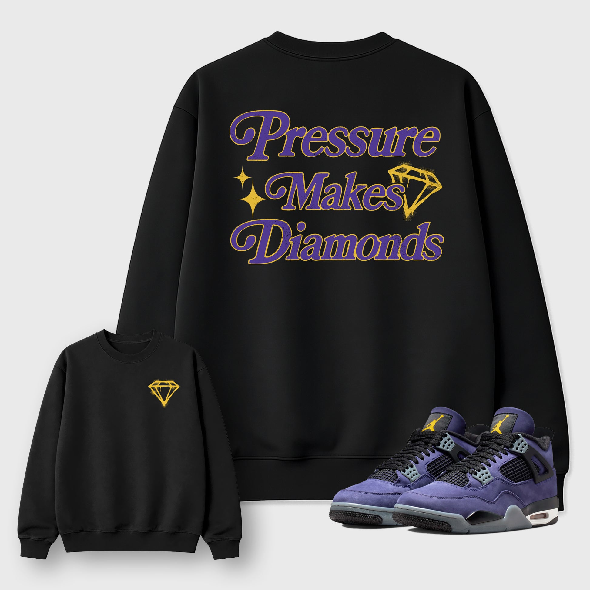 Pressure Makes Diamonds sneaker match t-shirt styled to complete your fit with the sneakers, shown in Black.