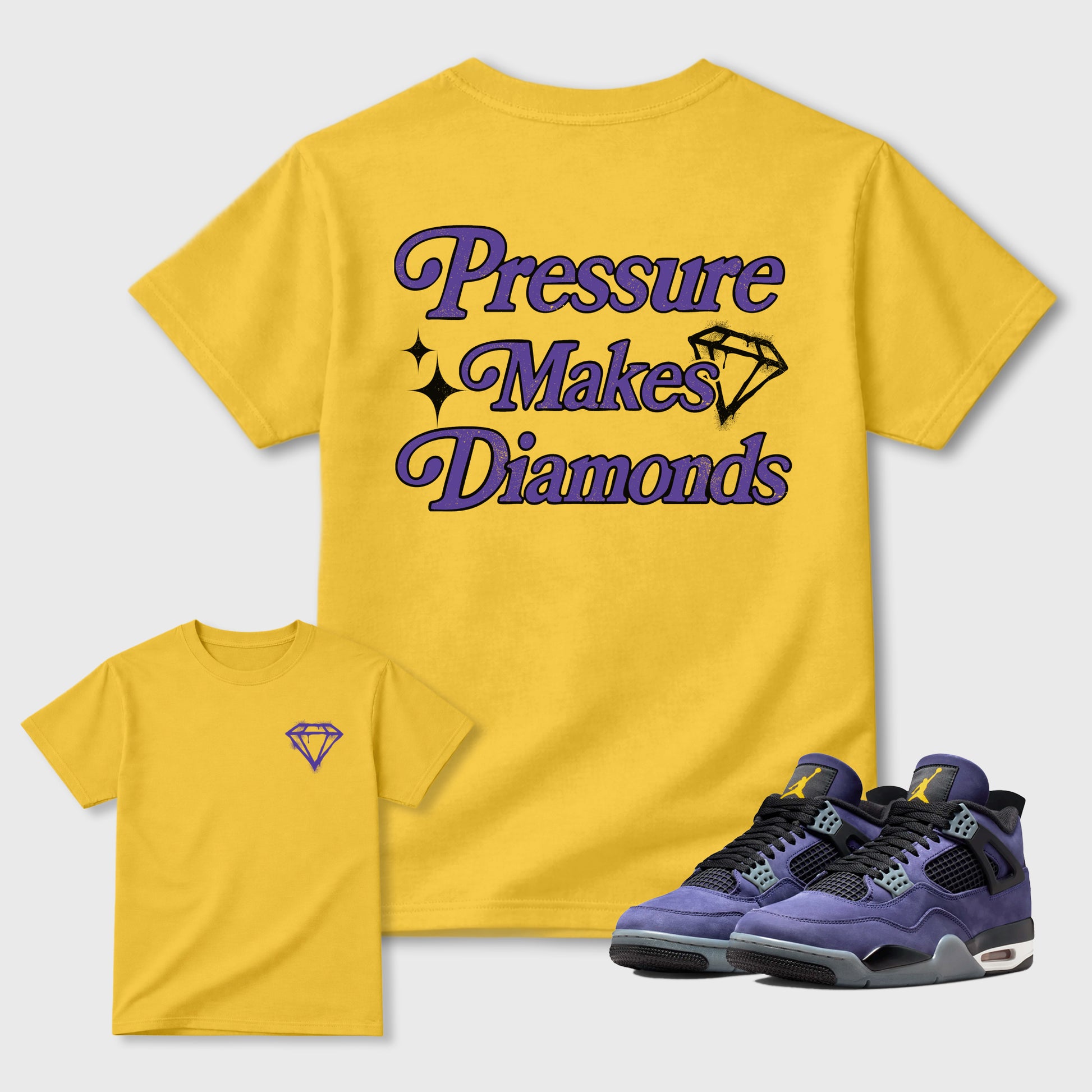 Pressure Makes Diamonds sneaker match t-shirt styled to complete your fit with the sneakers, shown in Daisy.