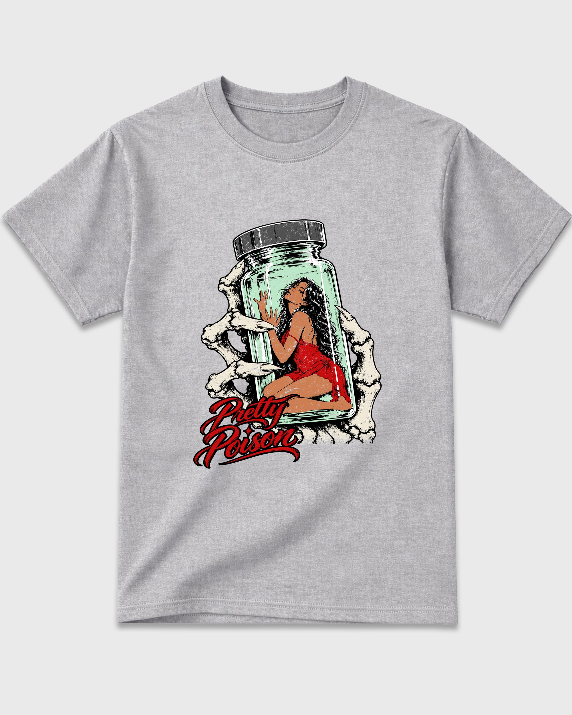 Pretty Poison Graphic T-Shirt featuring original streetwear artwork designed to match the Air Jordan 5 Halloween. Heather Grey 2 Graphic T-Shirt.