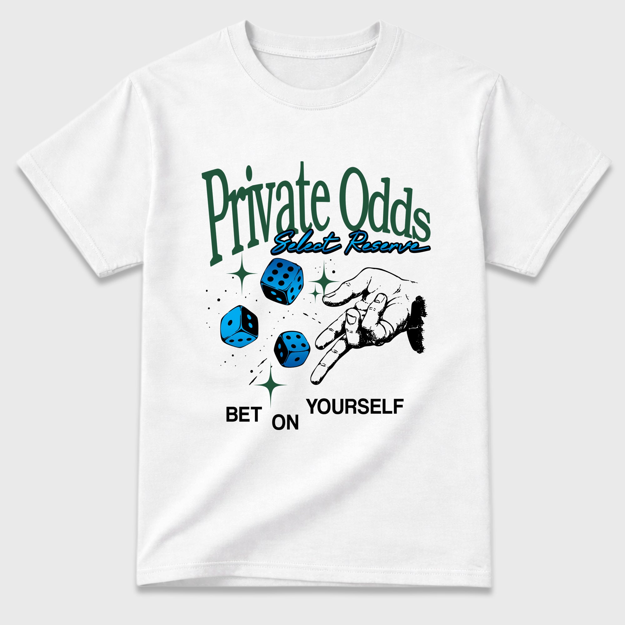 Private Odds Graphic T-Shirt featuring original streetwear artwork designed to match the Air Jordan 12 Summit Green. White 2 Graphic T-Shirt.