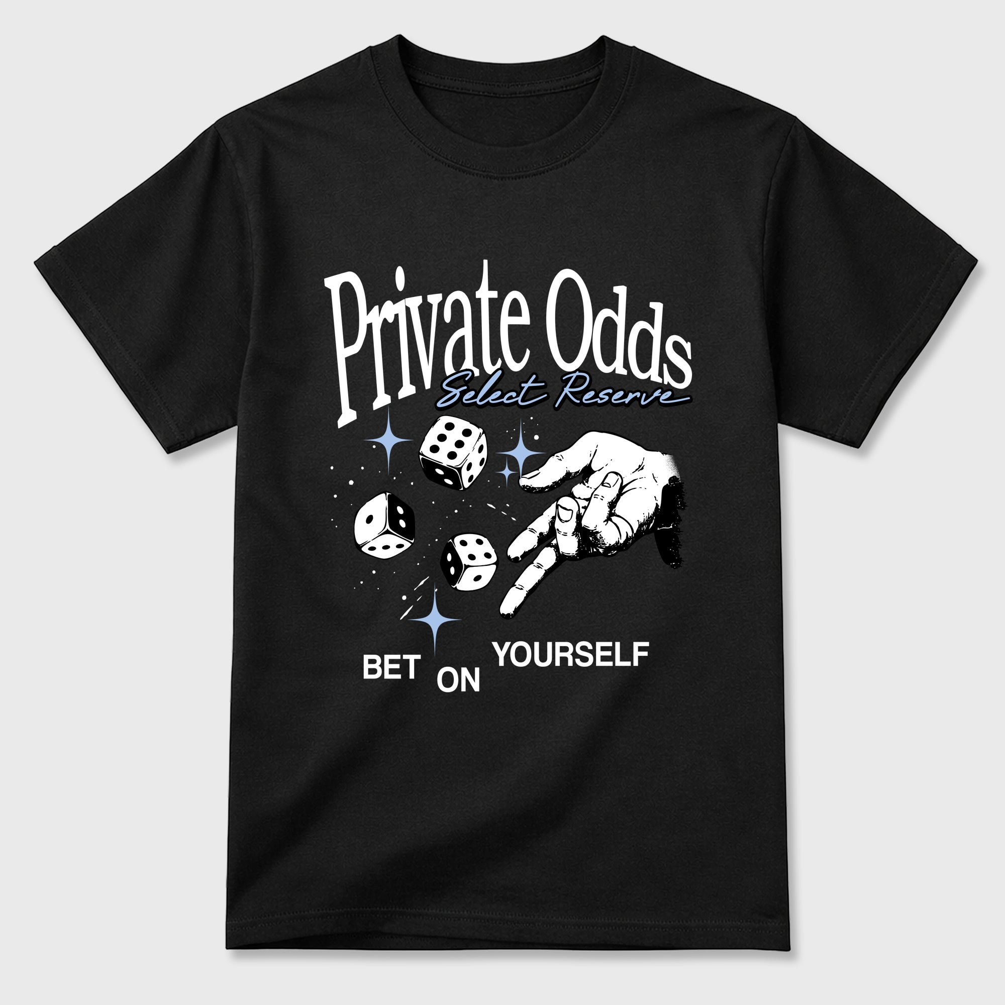 Private Odds Graphic T-Shirt featuring original streetwear artwork designed to match the Air Jordan 6 Black and White. Black 2 Graphic T-Shirt.