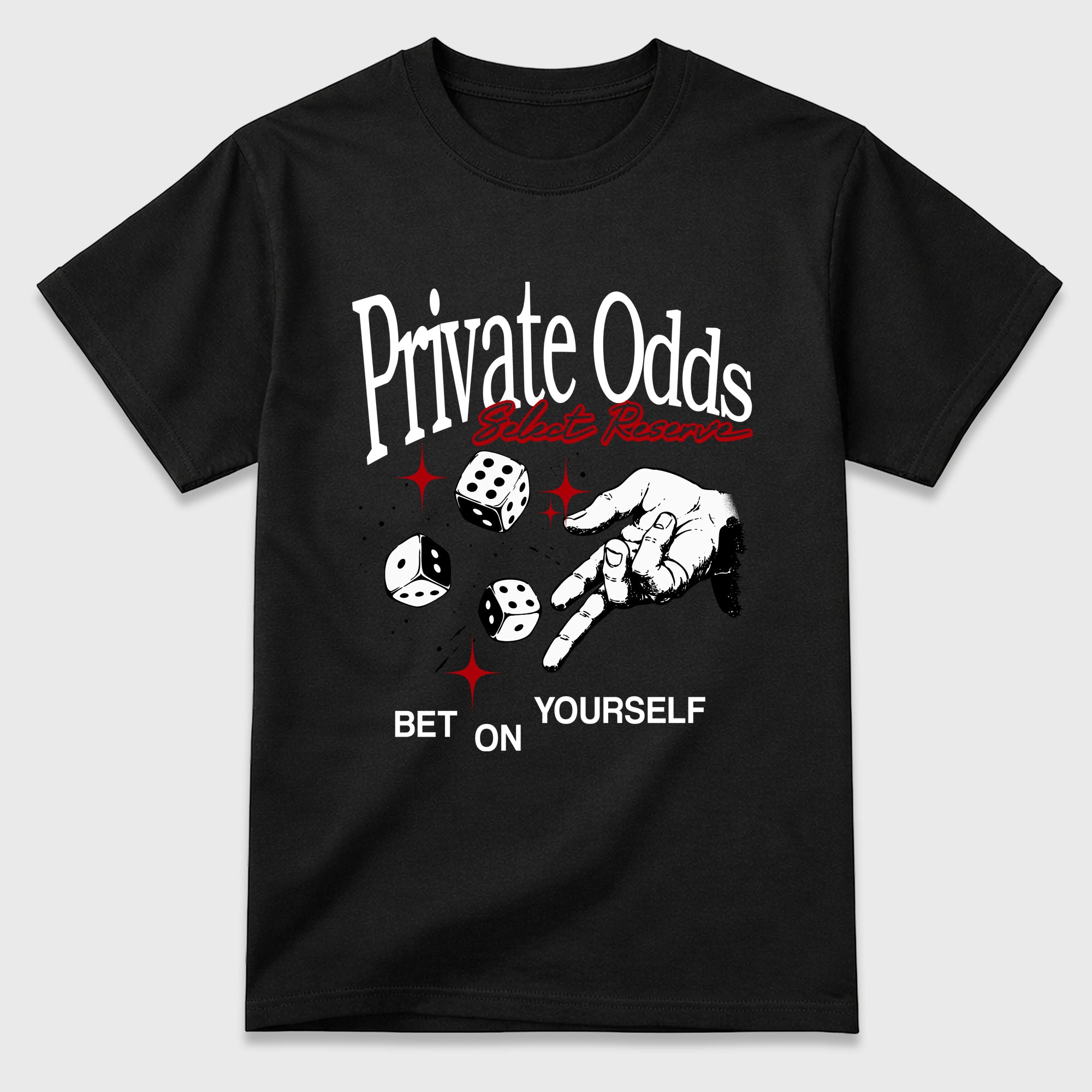 Private Odds Graphic T-Shirt featuring original streetwear artwork designed to match the Air Jordan 9 True Red. Black 2 Graphic T-Shirt.