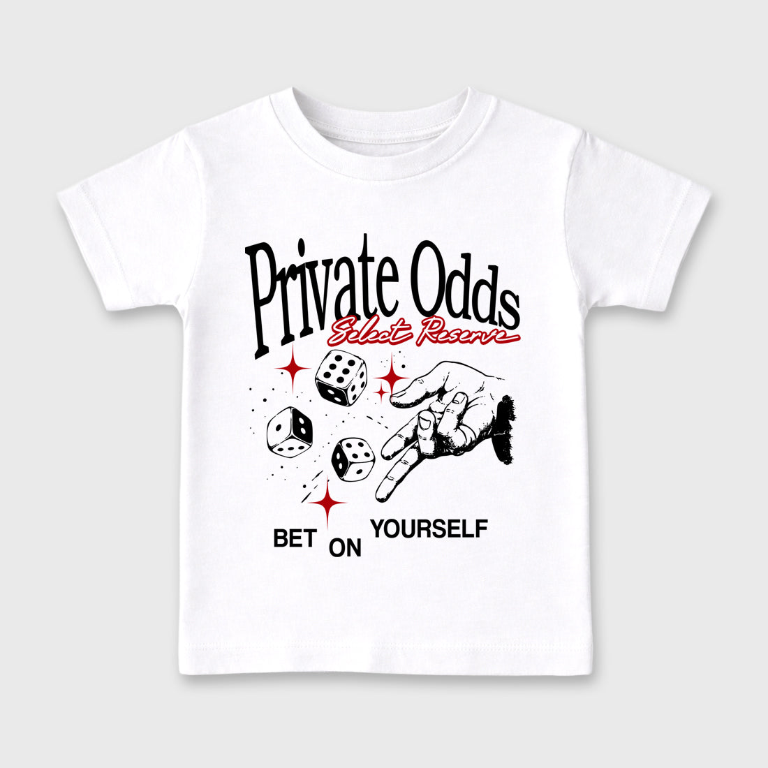Private Odds Baby & Kids Graphic T-Shirt featuring original artwork designed to match the Air Jordan 9 True Red. White 2 Kids Graphic Tee.