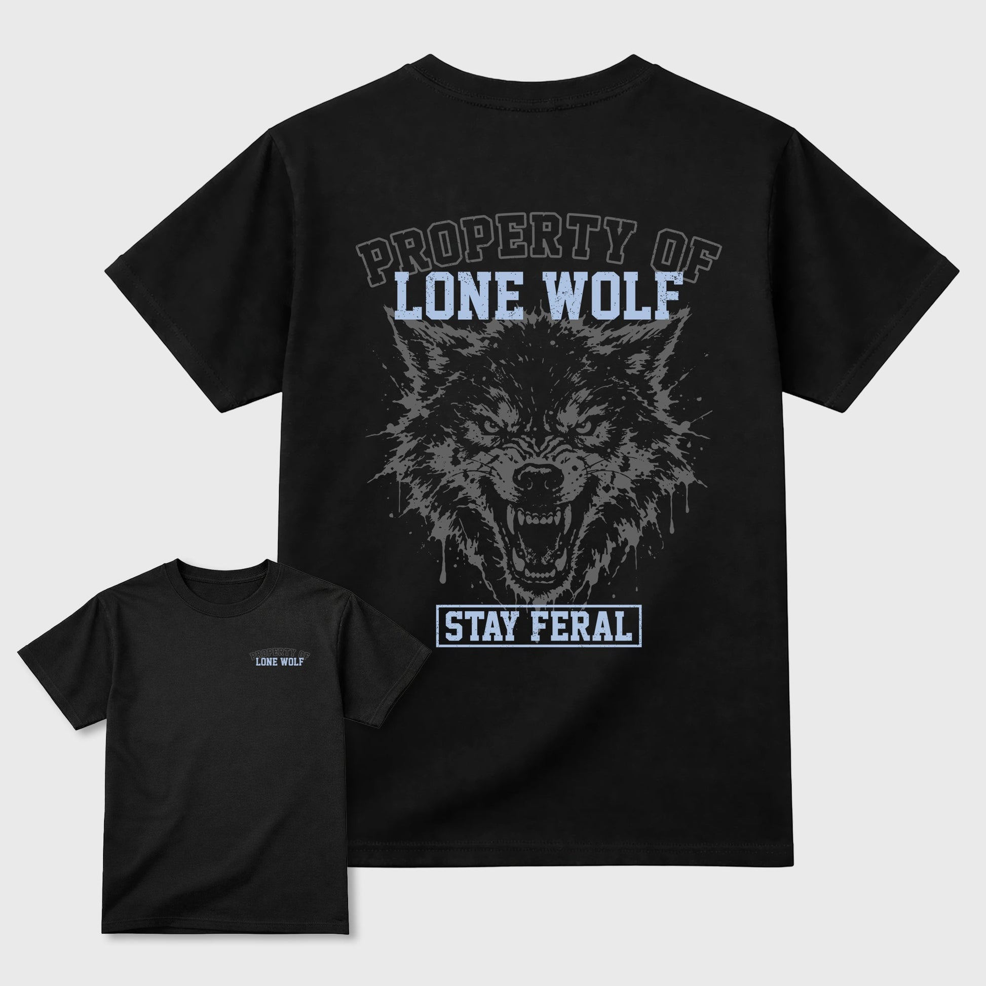 Property of Lone Wolf sneaker match t-shirt styled to complete your fit with the 5s Wolf Grey sneakers, shown in Black.